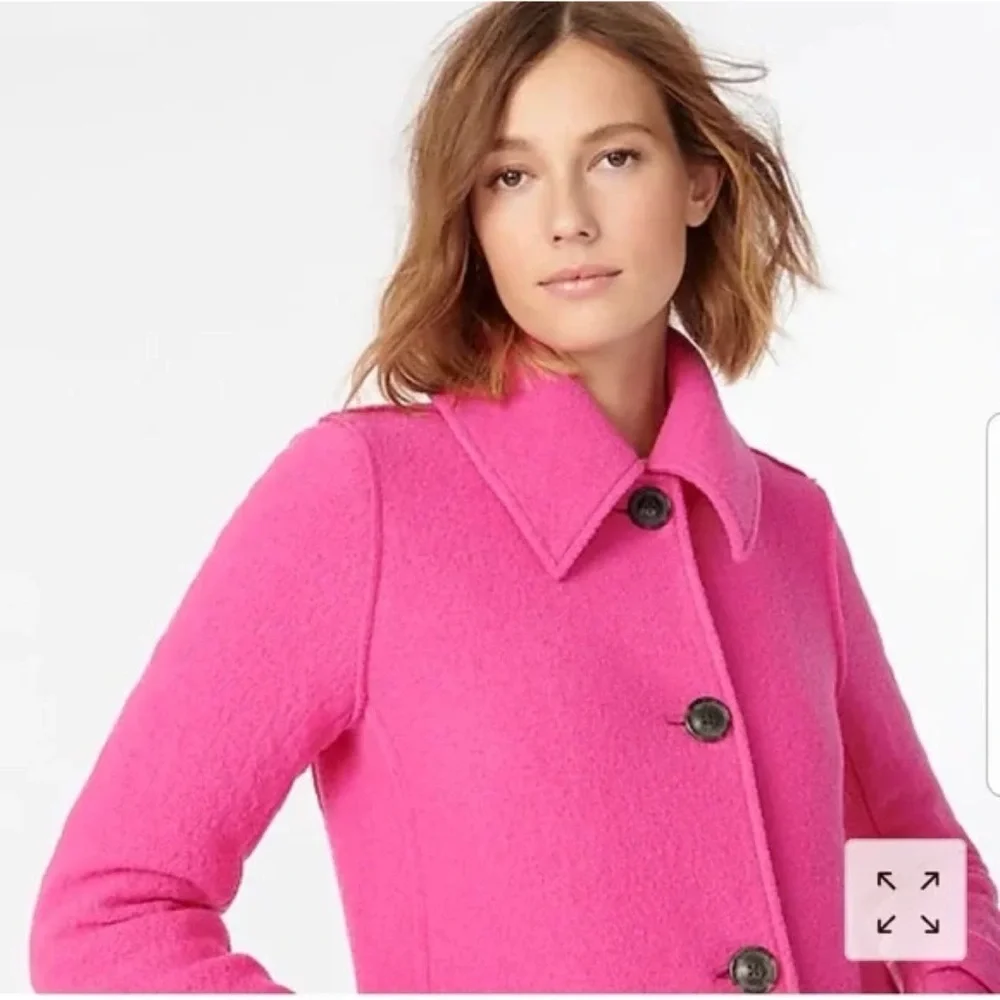 NWT J. CREW Lady Coat in Italian Boiled Wool Fuchsia Pink Peacoat J Crew 0​ - Picture 9 of 12
